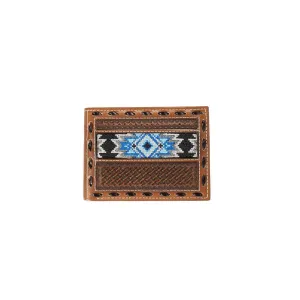 3D Blue Diamond Inlay - Mens Bifold Wallet