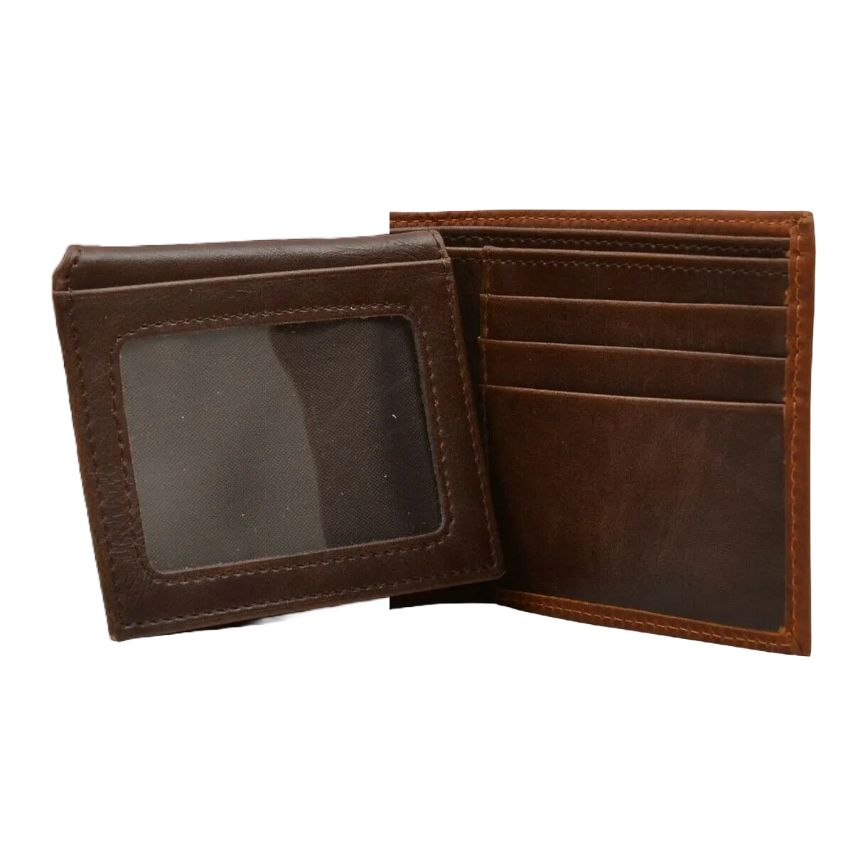 3D Mens Classic Brown Leather Bi-Fold Wallet DWCW146