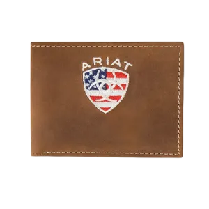 Ariat American Flag Embroidered Aged Back Bifold Wallet A35549217