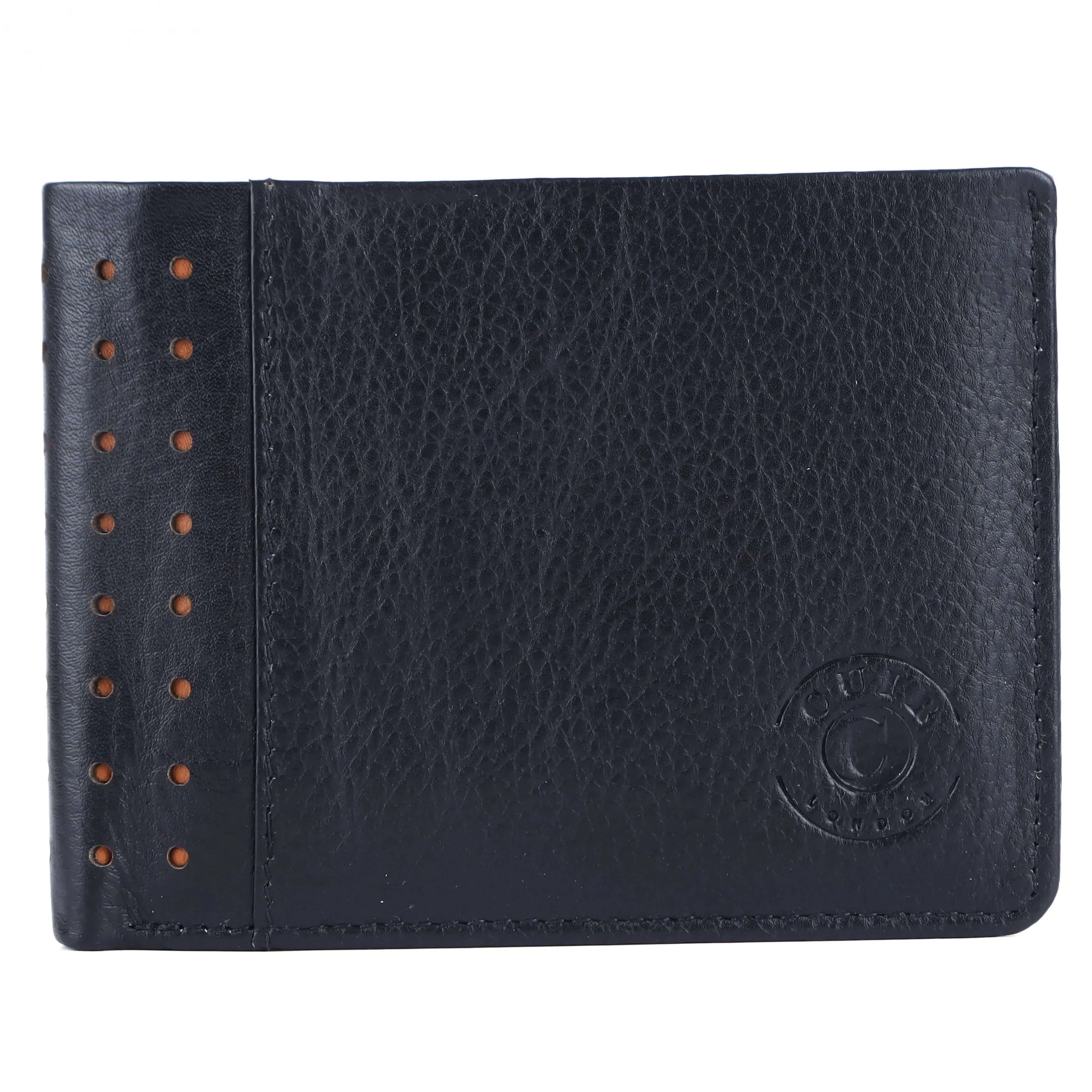 Black and Orange RFID Bifold Wallet for Men: Secure and Stylish (11.5x9 cm)