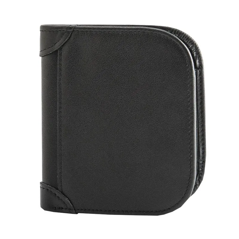 Black Cool Leather Mens Small Wallet Multicard Wallet Bifold Vintage Ultra Thin billfold Wallet for Men