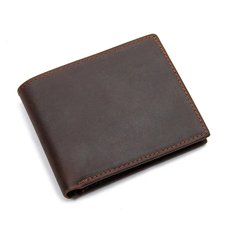 Black Leather Billfold Wallet for Men Black Bifold Wallet Coffee Leather Small Wallet For Men