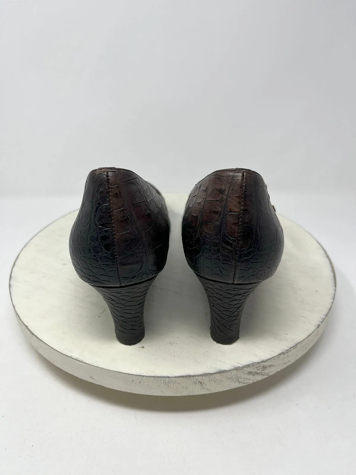 boc by Born Size 11 (43) Brown Embossed Reptile Mary Jane Heels