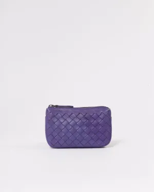 Bottega Veneta Purple Intrecciato Leather Zip Coin Pouch