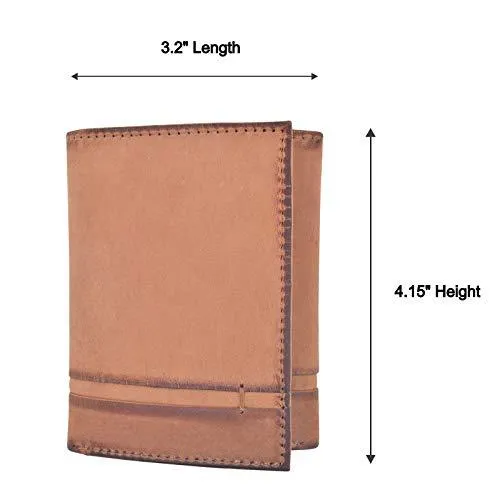 Cazoro Genuine Leather Mens RFID Blocking Slim Trifold Wallet 8 Cards 1 ID Window 2 Bill Pockets RFID611305