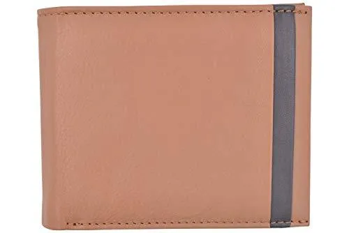 Cazoro Men’s Slimfold RFID Safe Slim Bifold Wallet Smooth Leather Front Pocket Tan RFID611290