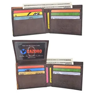 Cazoro RFID Blocking Bifold Wallet Passcase Genuine Leather and Flip Up ID Mens Wallets RFID611297