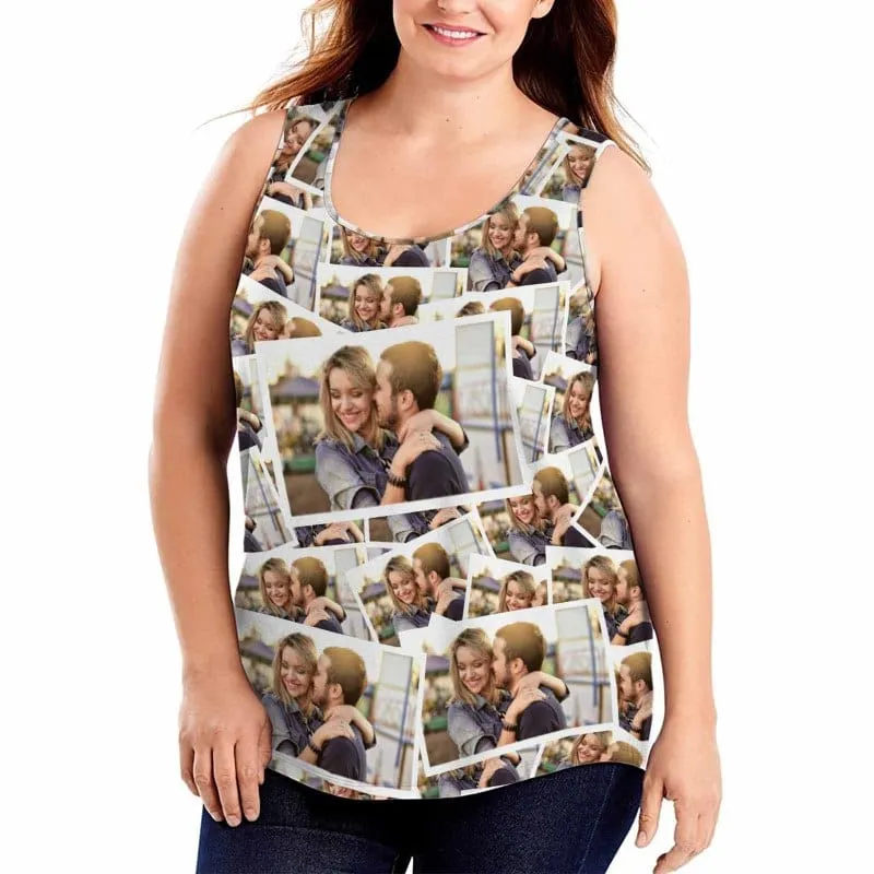 Custom Tank Tops with Photo Design Stitching Women's All Over Print Tank Tops