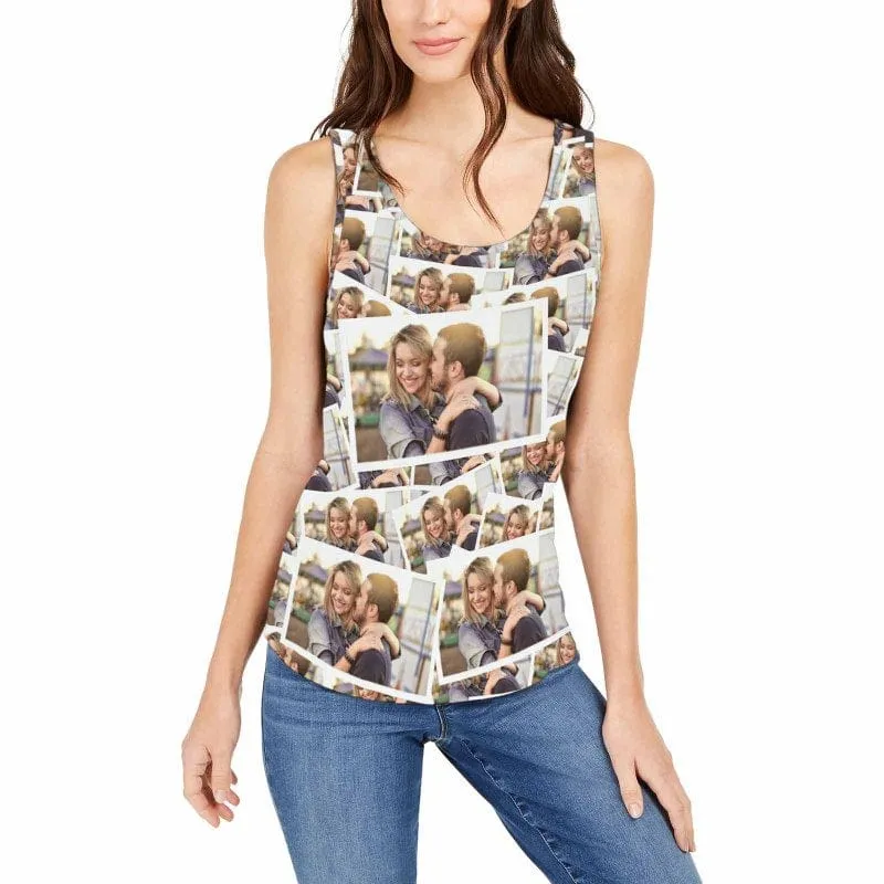 Custom Tank Tops with Photo Design Stitching Women's All Over Print Tank Tops