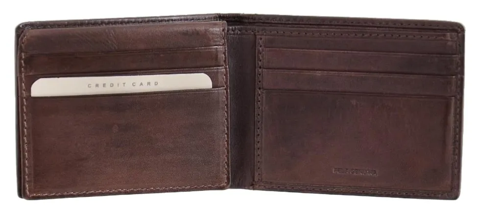 Dakar Dakota Spray Leather Wallet w Extra Card Flap  | Brown