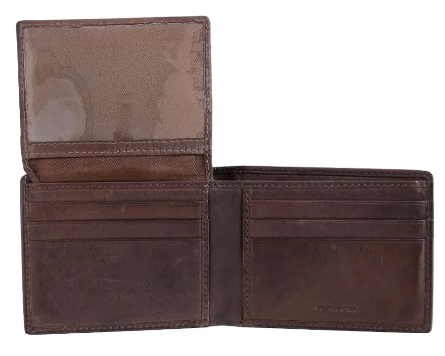 Dakar Dakota Spray Leather Wallet w Extra Card Flap  | Brown