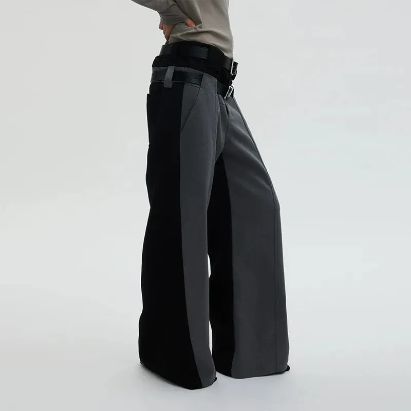 Dual-Tone Wide-Leg Trousers
