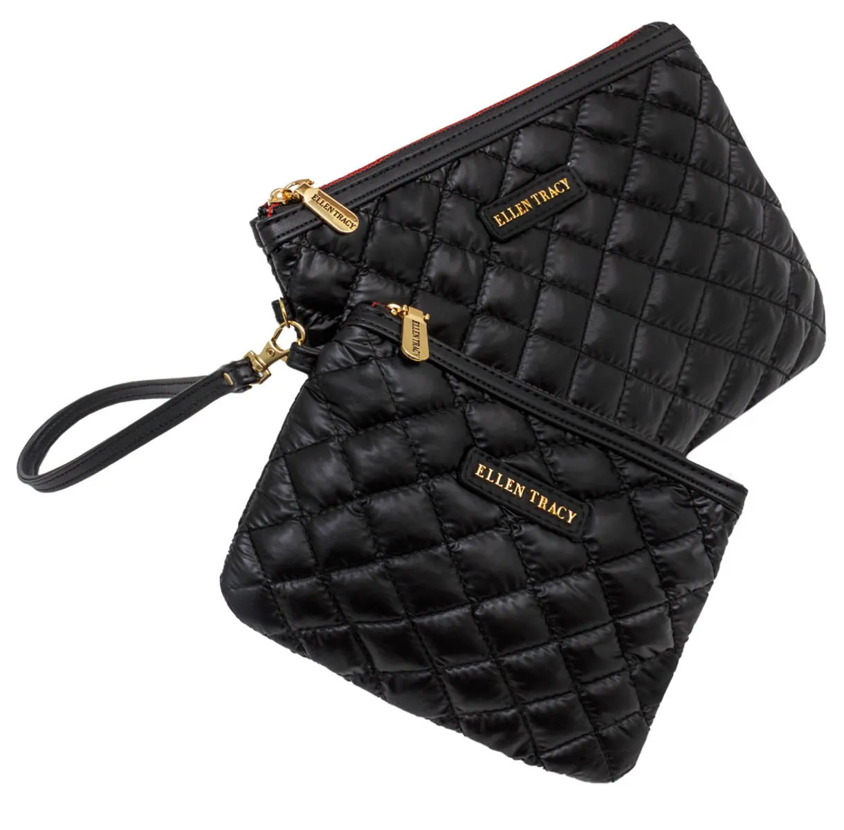 Ellen Tracy Parachute Quilted Wristlet Pouch Set