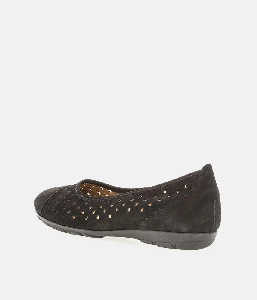 Gabor Versatile Black Laser Cut Ballerina