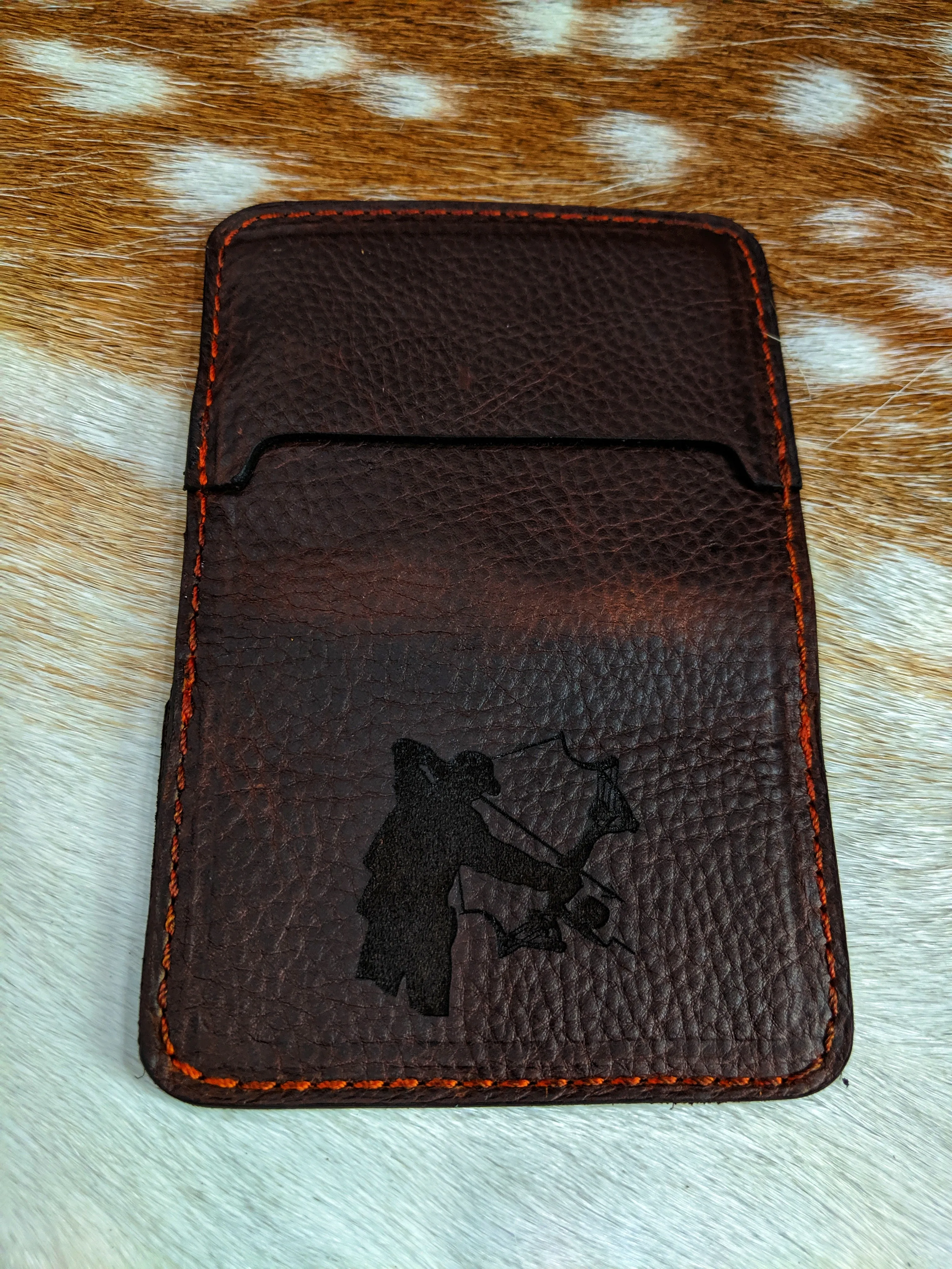 Handcrafted Bowfishing Lever Bow Genuine Leather Wallet