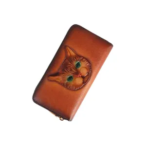 Handmade Genuine Leather Vintage Long Wallet for Women