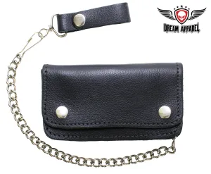 Heavy Duty Black Leather Motorcycle Chain Wallet