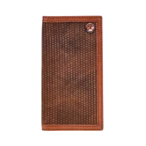 Hooey Men's Classic Rodeo Leather Basket Weave Brown Wallet