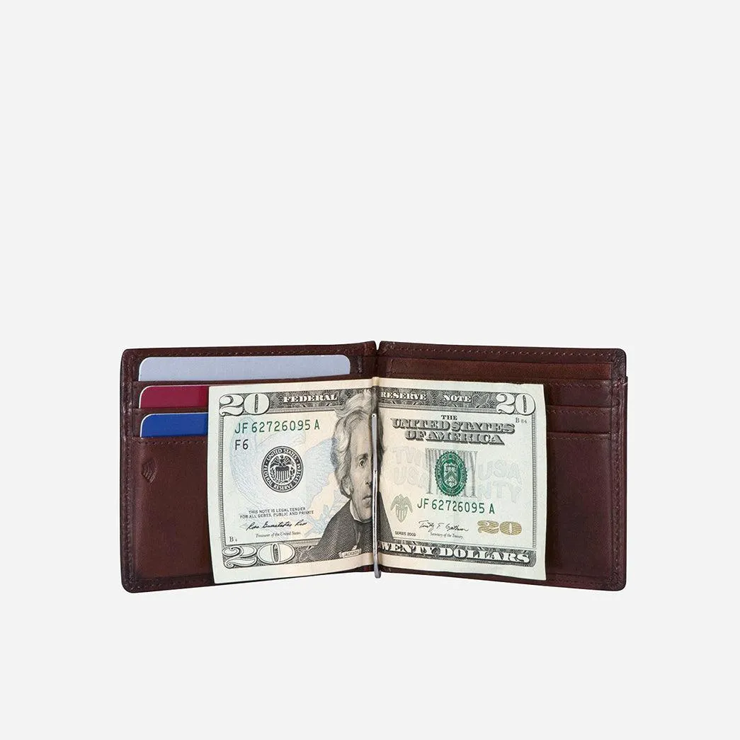 Jekyll & Hide Oxford Leather Money Clip Wallet, Coffee