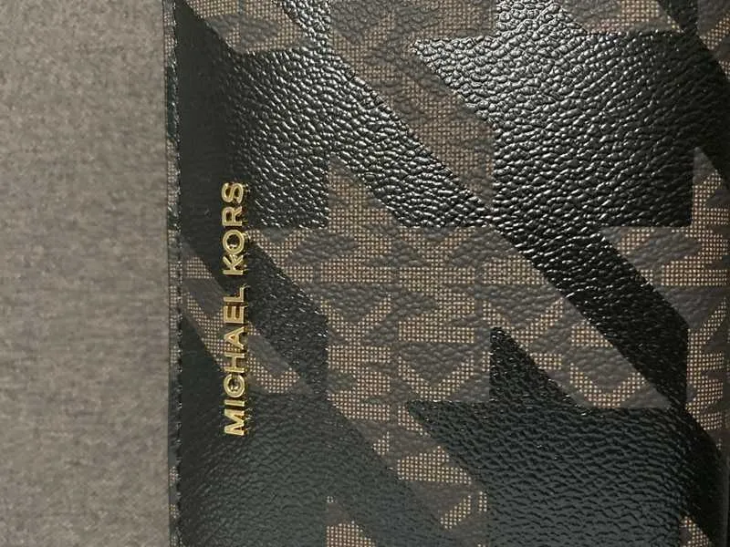 Large Houndstooth Logo and Leather Continental Wallet