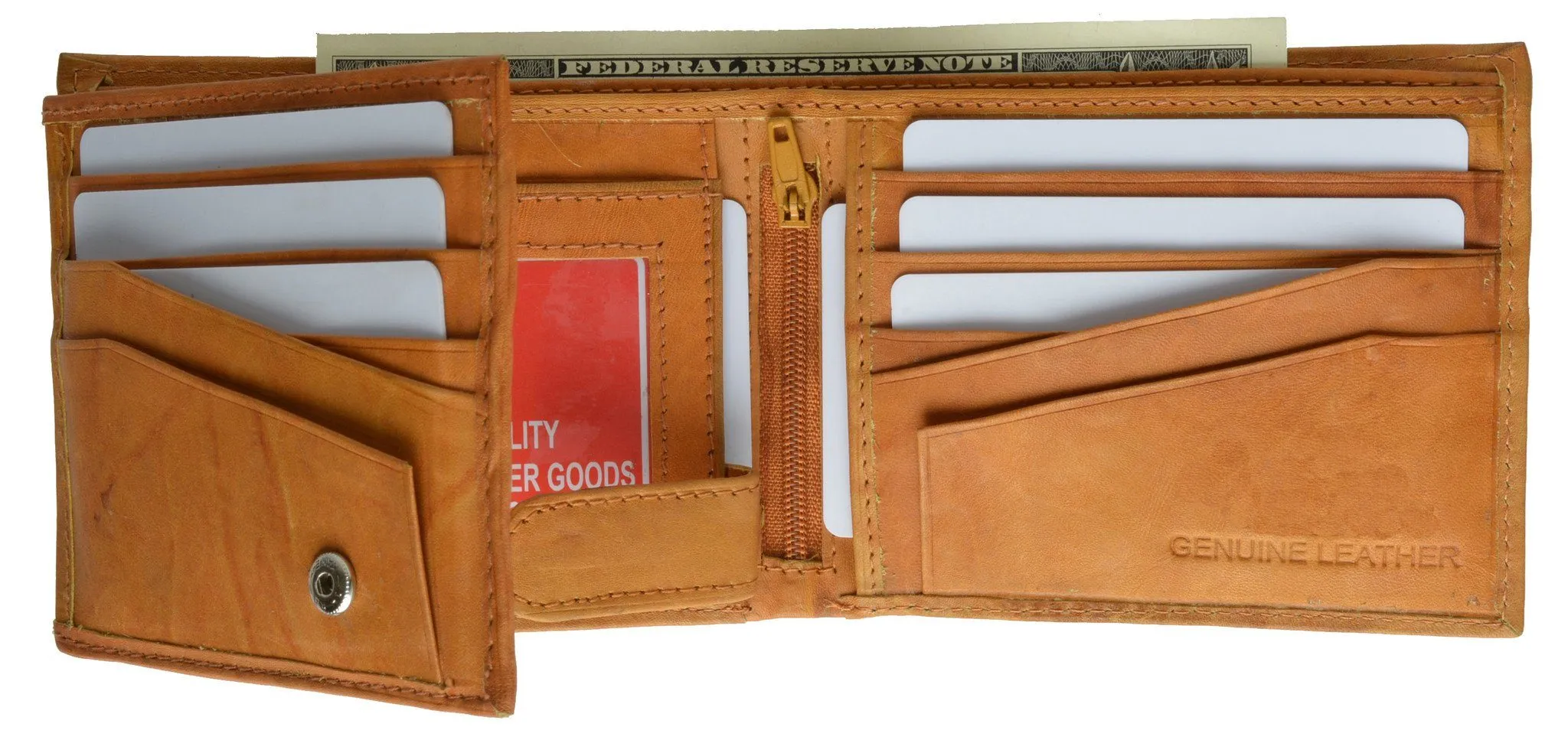 Leather Bi-Fold Wallet -Brown