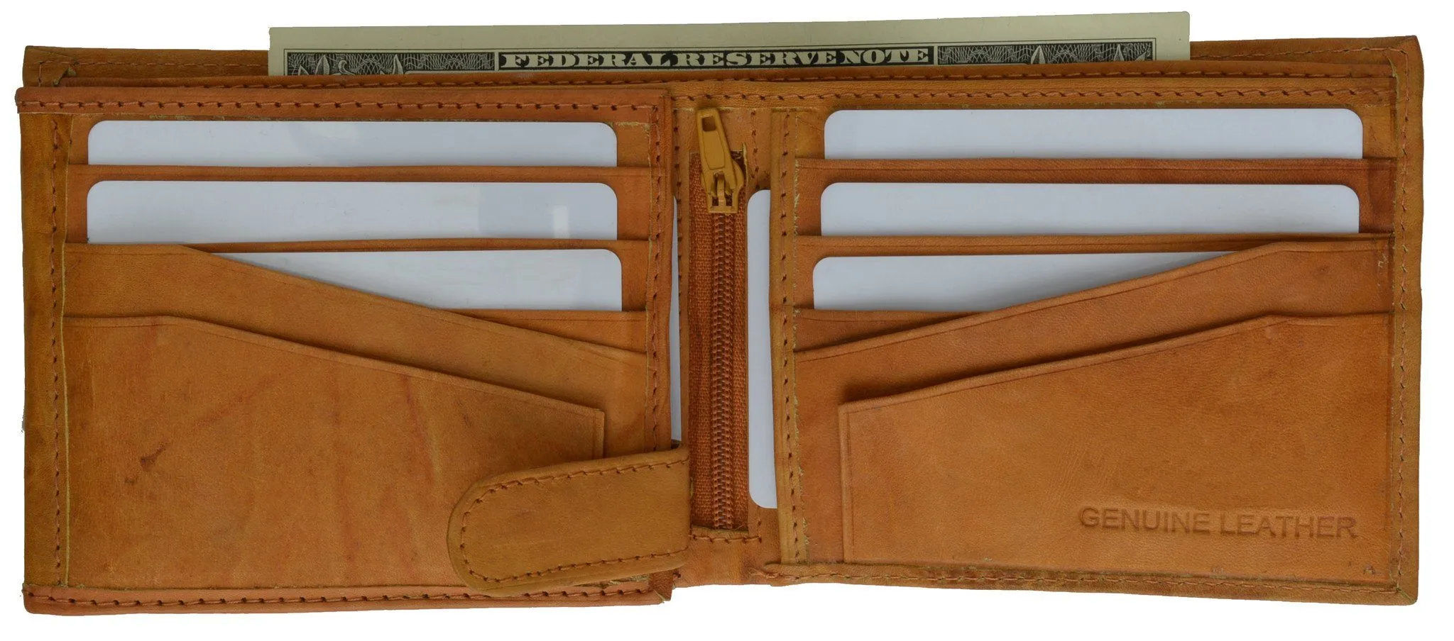 Leather Bi-Fold Wallet -Brown