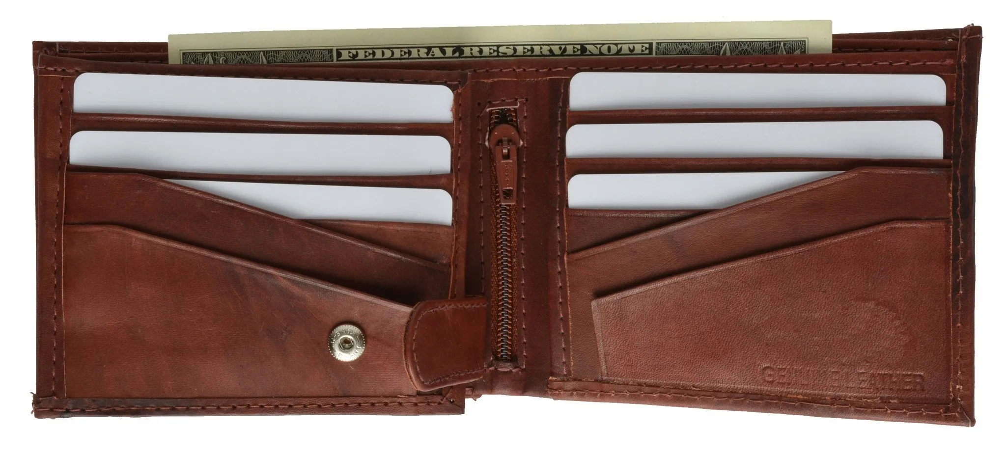 Leather Bi-Fold Wallet -Brown