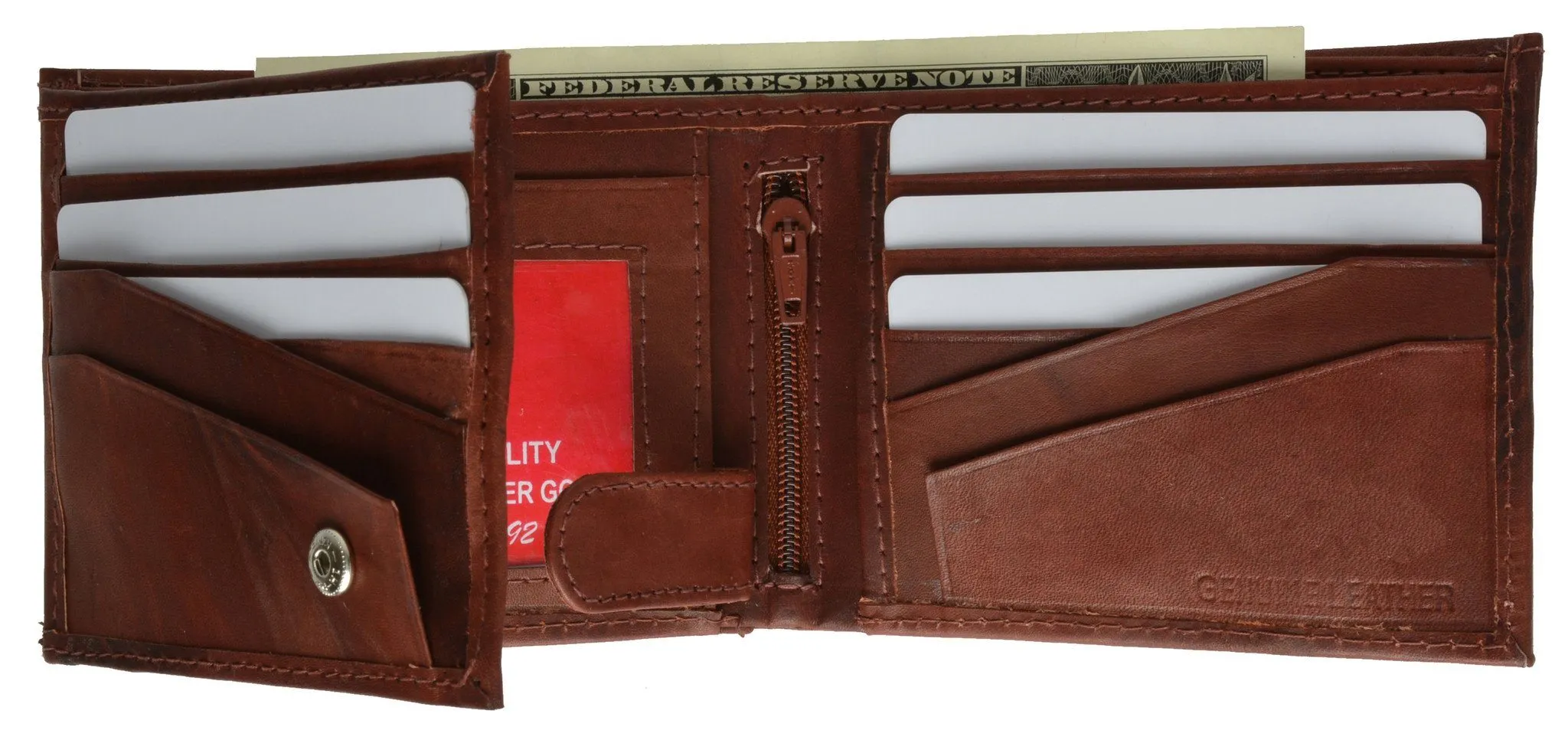 Leather Bi-Fold Wallet -Brown