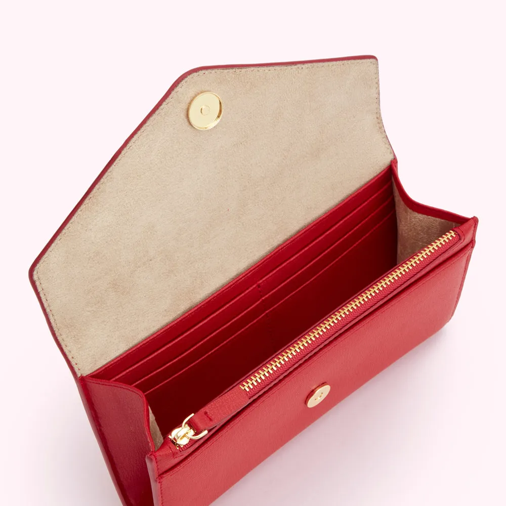 LULU RED SOLID LIP PAULIE WALLET