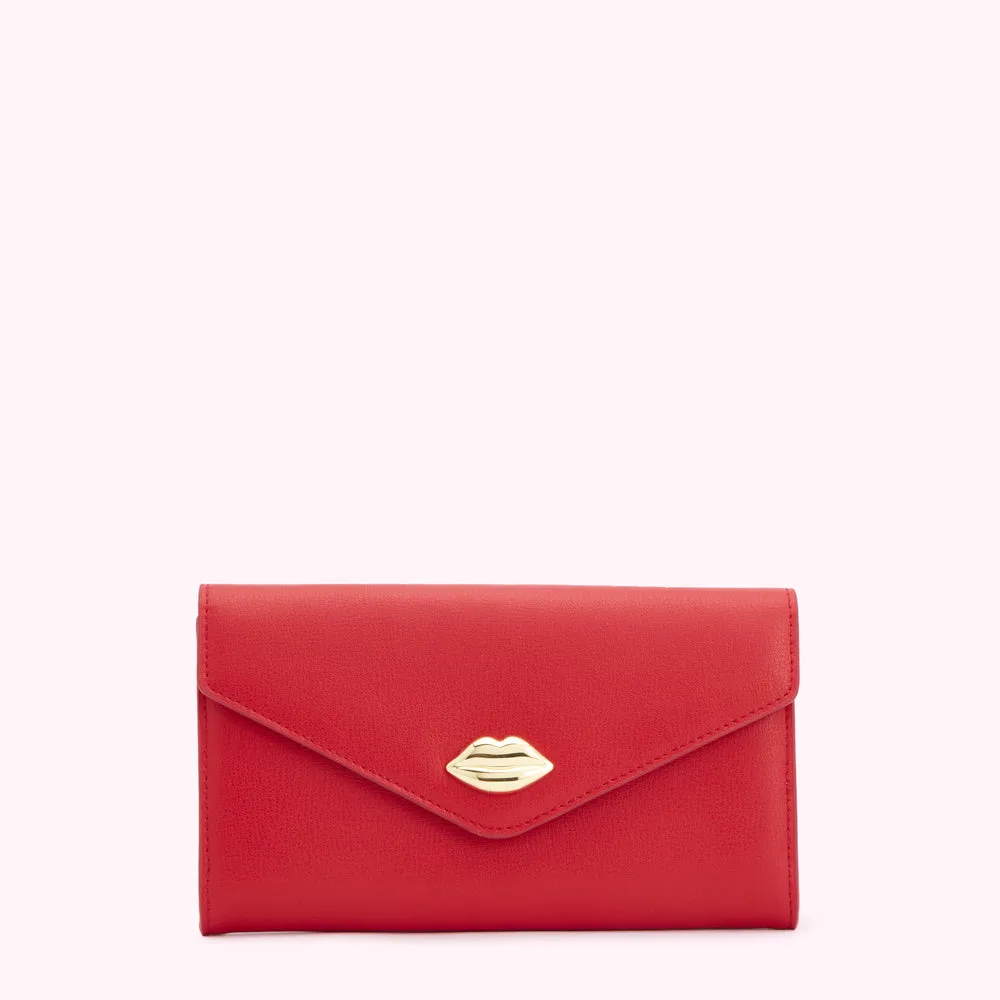 LULU RED SOLID LIP PAULIE WALLET