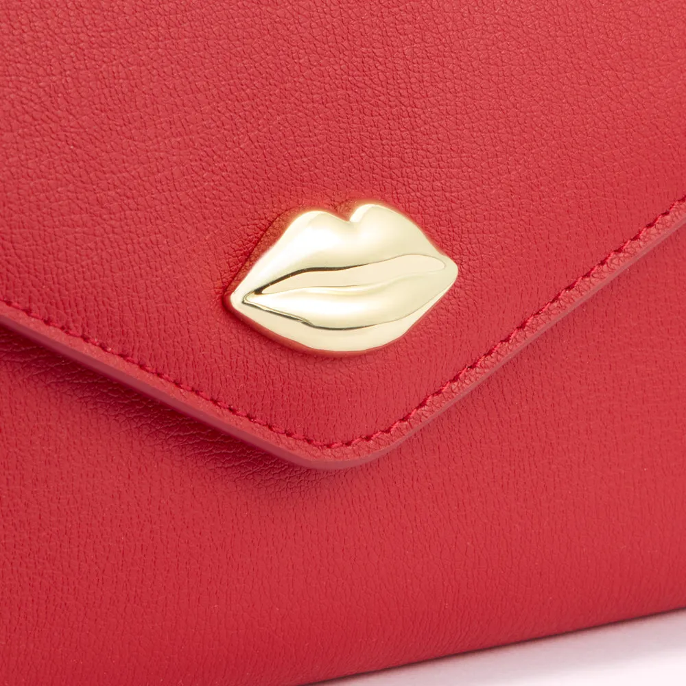 LULU RED SOLID LIP PAULIE WALLET