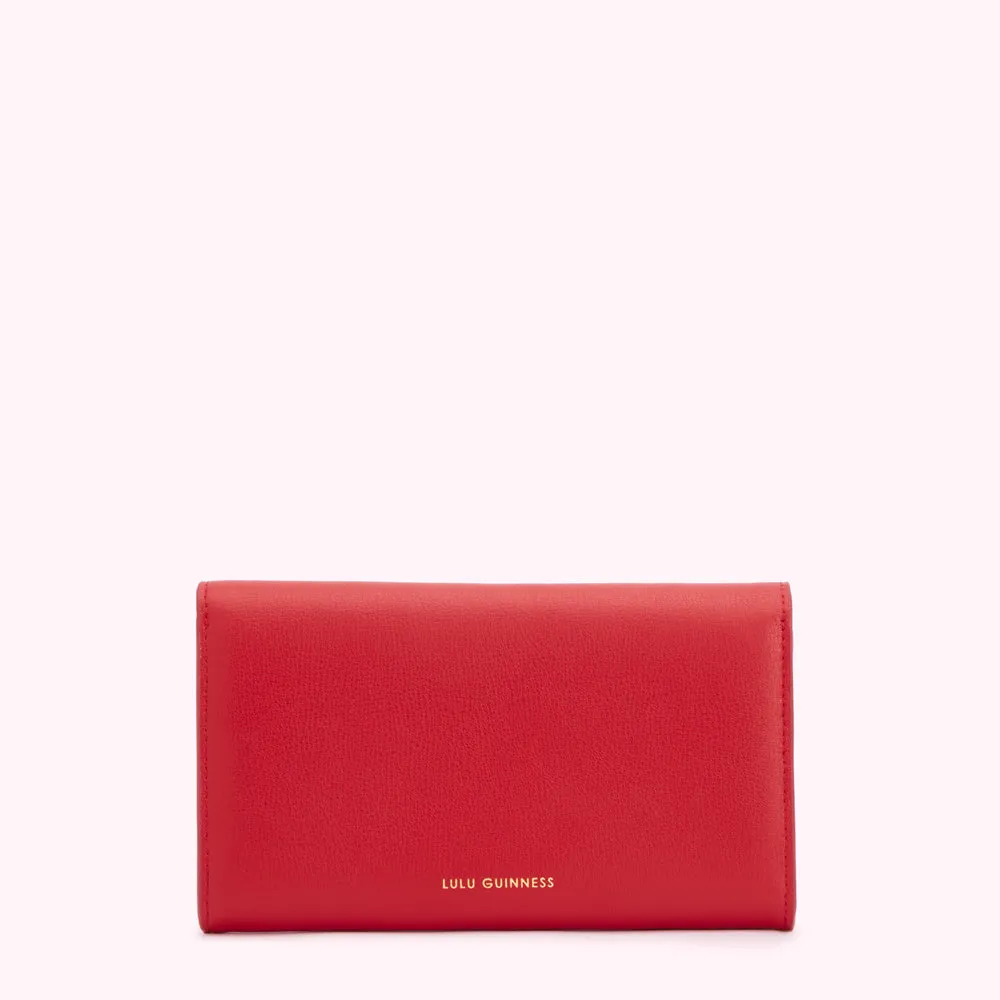 LULU RED SOLID LIP PAULIE WALLET