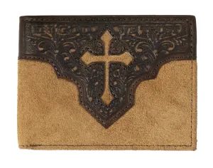 M&F® Men's Nocona Brown Embossed Cross Bifold Leather Western Wallet