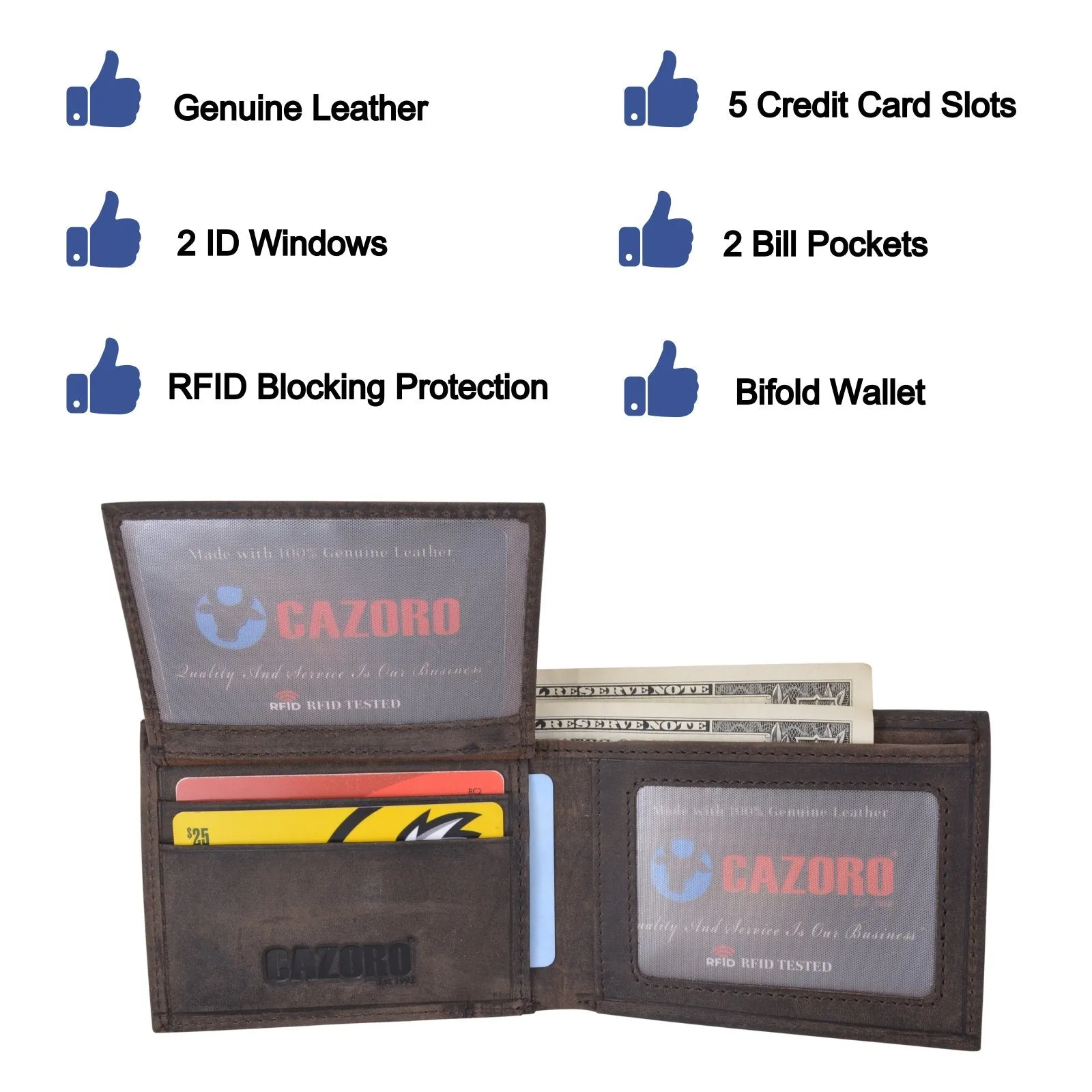 Mens Wallet RFID Genuine Leather Bifold Wallets For Men USA Stars & Stripes Design RFID61T53HU