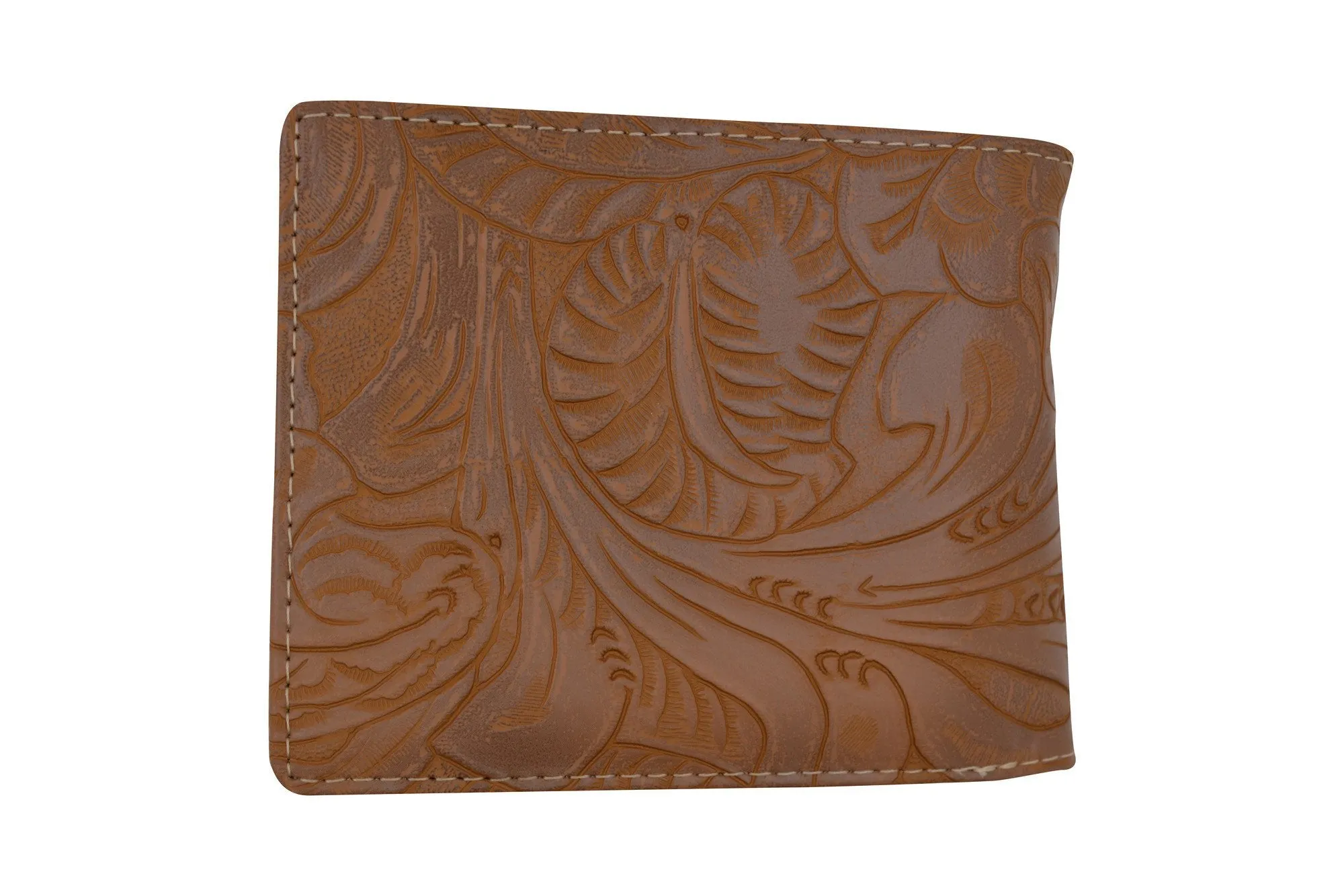 Men's Western Tan Cowboy Cross Design Credit Card ID Holder Bifold Wallet W059-L-BR (C)