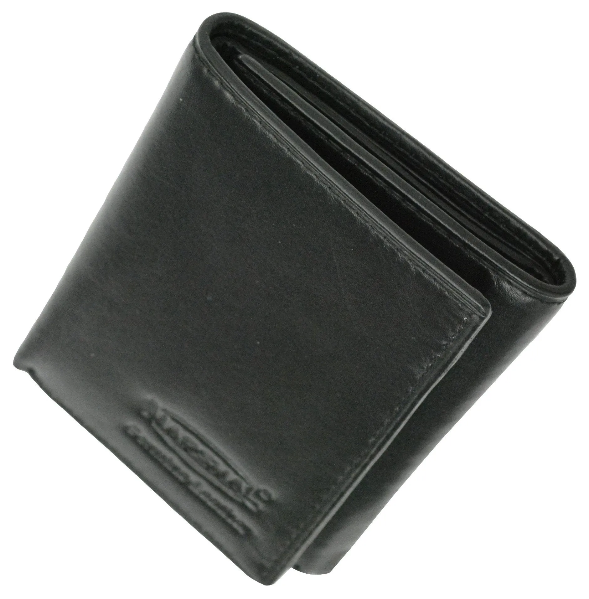 New Mens Black Leather Lamb Wallet Classic Trifold with Marshal Logo 60 1107 BK LOGO