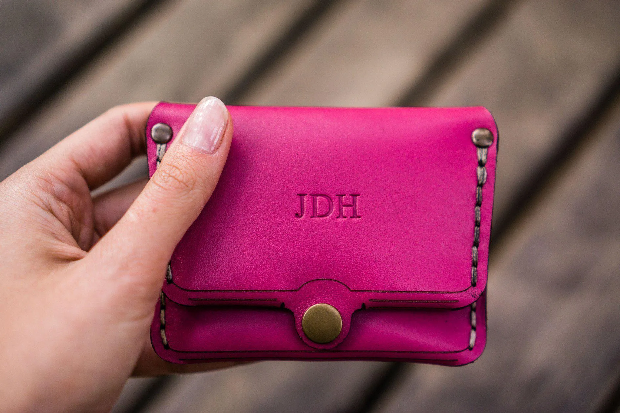 No.38 Personalized Minimalist Hanmade Leather Wallet - Pink