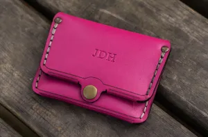 No.38 Personalized Minimalist Hanmade Leather Wallet - Pink