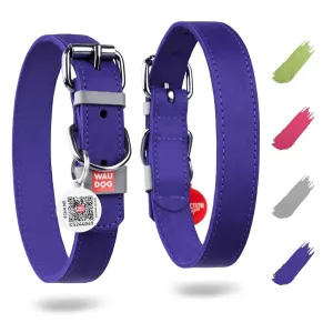 Purple Long Lasting Leather Dog Collar for Small Dogs 1114 inch Neck Adjustable