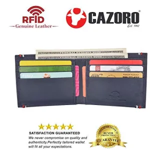 RFID Blocking Bifold Soft Genuine Leather Wallet for Men Slim Thin Design Billfold Navy Blue RFID611308