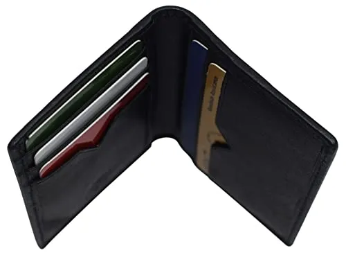 RFID510009 Leather Credit Card Holder Wallet for Men & Women Thin Bifold RFID Blocking Slim Front Pocket Minimalist Wallets, Small Card Case