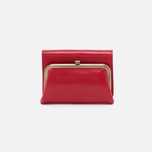 Robin Compact Wallet In Polished Leather - Hibiscus