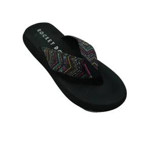 Rocket Dog Women's Aztec Design Cushioned Thong Sandals Black Size 9