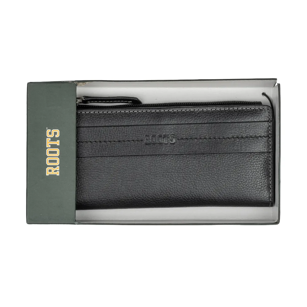 Roots Ladies Slim Clutch Wallet with Top Zipper