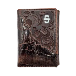 Stetson Men's Brown Floral Embossed Trifold Wallet