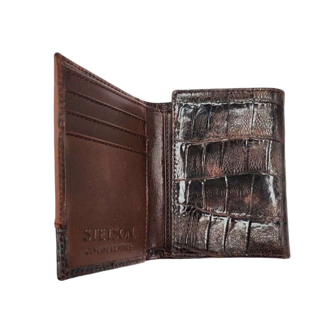 Stetson Men's Brown Floral Embossed Trifold Wallet