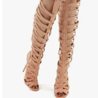 Studded Cutout Buckle Stiletto Heel Sandals