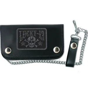 The SKULL STARS Leather Wallet - BLACK/BLACK