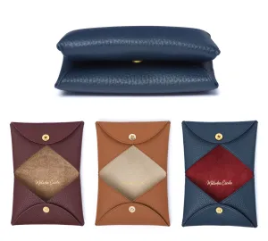 TOGO LEATHER "CORSICA" CARD HOLDER - BROWN / BURGUNDY / NAVY