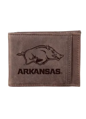 University of Arkansas Front Pocket Wallet Brown by Evergreen